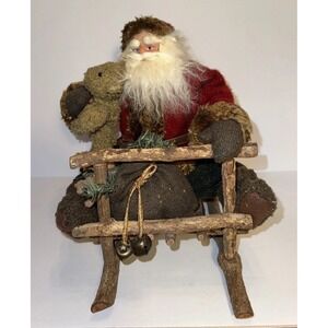 Santa On Sled Made Of Sticks
